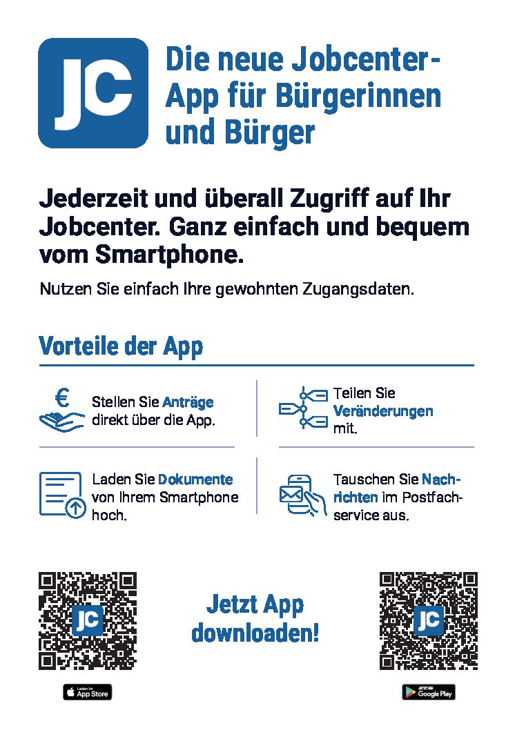 Dreiecksaufsteller/Tischaufsteller Jobcenter-App - VPE je 50 Stück